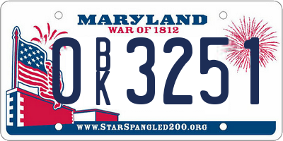 MD license plate 0BK3251
