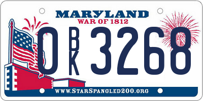 MD license plate 0BK3268