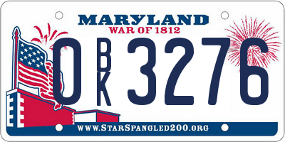 MD license plate 0BK3276