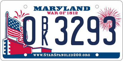MD license plate 0BK3293