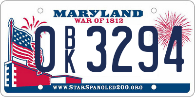 MD license plate 0BK3294