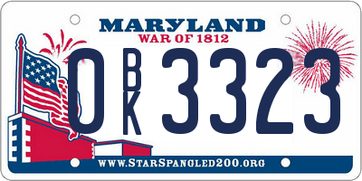 MD license plate 0BK3323