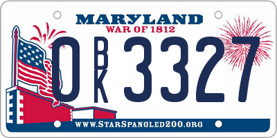 MD license plate 0BK3327