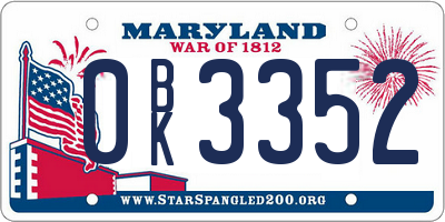 MD license plate 0BK3352