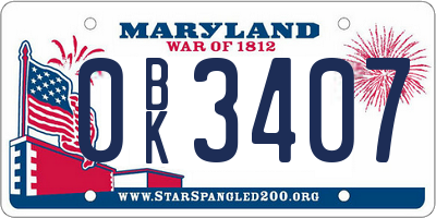 MD license plate 0BK3407