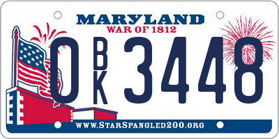 MD license plate 0BK3448
