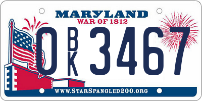 MD license plate 0BK3467