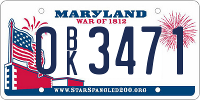 MD license plate 0BK3471