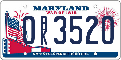 MD license plate 0BK3520