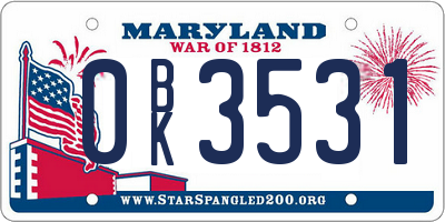 MD license plate 0BK3531