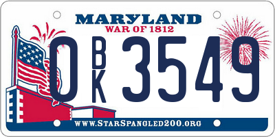 MD license plate 0BK3549