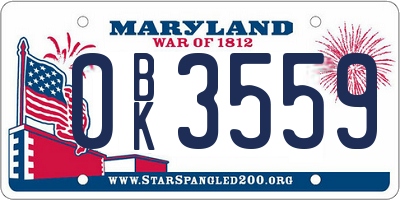MD license plate 0BK3559