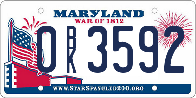 MD license plate 0BK3592