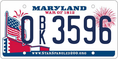 MD license plate 0BK3596