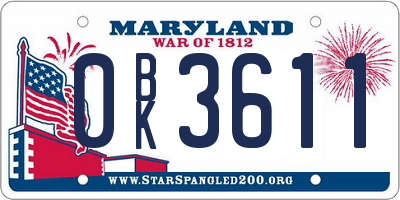 MD license plate 0BK3611