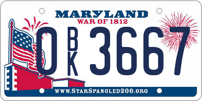 MD license plate 0BK3667