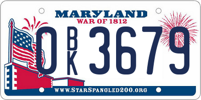 MD license plate 0BK3679