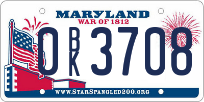 MD license plate 0BK3708