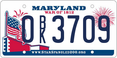 MD license plate 0BK3709