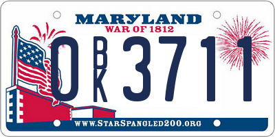 MD license plate 0BK3711