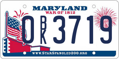 MD license plate 0BK3719