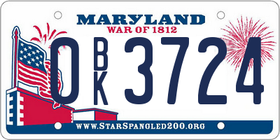 MD license plate 0BK3724