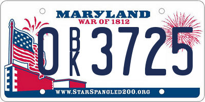 MD license plate 0BK3725