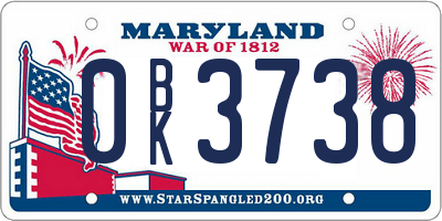MD license plate 0BK3738