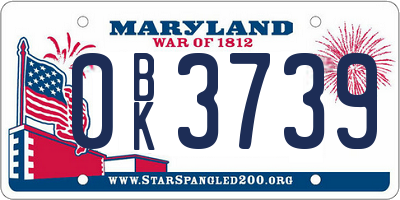 MD license plate 0BK3739