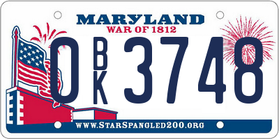MD license plate 0BK3748