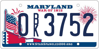 MD license plate 0BK3752
