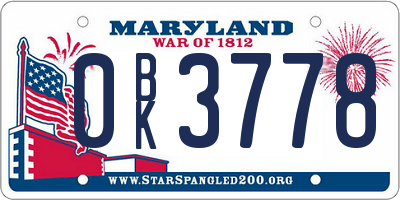 MD license plate 0BK3778