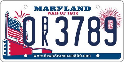 MD license plate 0BK3789