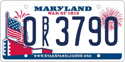 MD license plate 0BK3790