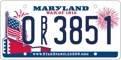 MD license plate 0BK3851