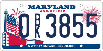 MD license plate 0BK3855
