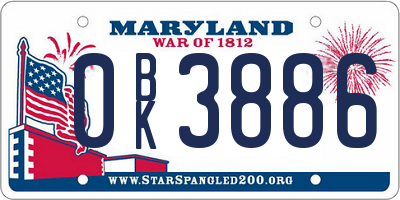 MD license plate 0BK3886