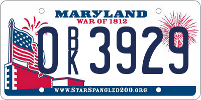 MD license plate 0BK3929