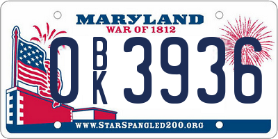 MD license plate 0BK3936