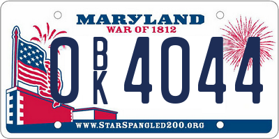 MD license plate 0BK4044