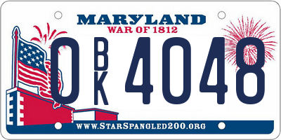 MD license plate 0BK4048
