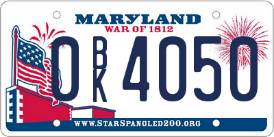 MD license plate 0BK4050