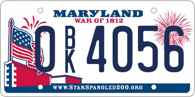 MD license plate 0BK4056