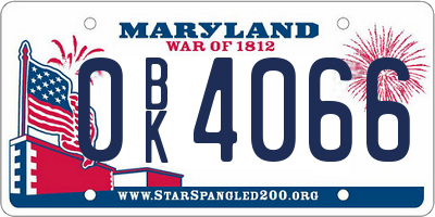 MD license plate 0BK4066