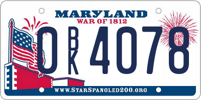 MD license plate 0BK4078
