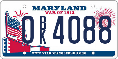 MD license plate 0BK4088