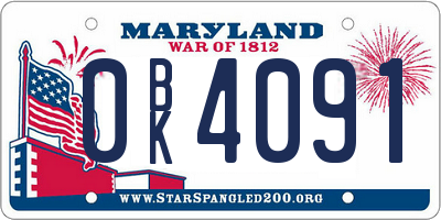 MD license plate 0BK4091