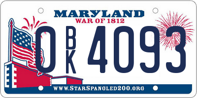 MD license plate 0BK4093