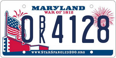 MD license plate 0BK4128