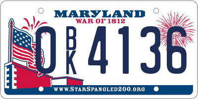 MD license plate 0BK4136